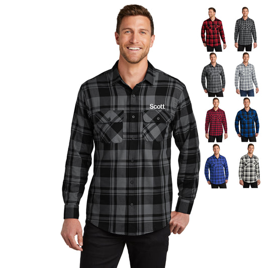 Personalized Mens Flannel Shirt, Plaid Shirt, Business Shirt, Custom Name, Long Sleeve, Button Down, Popular Colors, Pocket Shirt