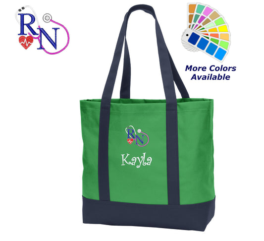 Personalized Nurse RN Tote Bag, Embroidered Name, Perfect Nurse Gift, RN Gift, Healthcare Worker Gift, Nurse Tote Bag