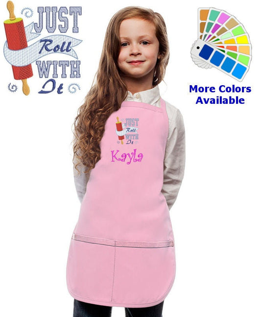 Personalized Kids Apron with Rolling Pin Embroidery Design, Kitchen Cook Gift, School Gift, Funny Gift, Monogrammed, Cooking Party