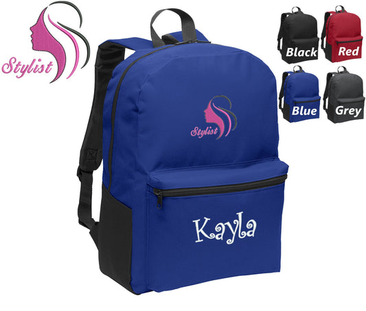 Personalized Kids Backpack Embroidered Hair Stylist Monogrammed with Name of Your Choice Perfect Kids School Gift
