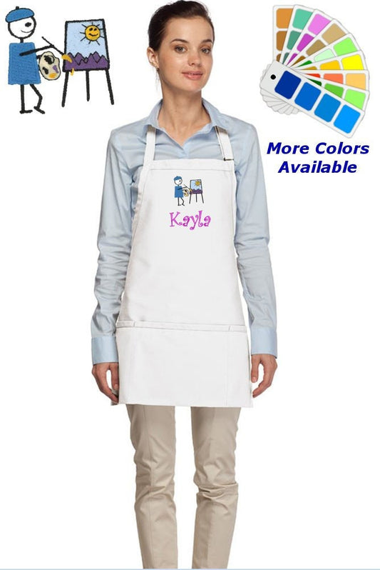 Personalized Apron Art Smock Embroidered Artist Design Dad Mom Gift