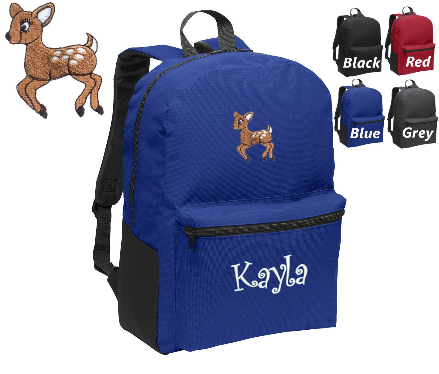 Personalized Kids Backpack Embroidered Deer Monogrammed with Name of Your Choice Perfect Kids School Gift