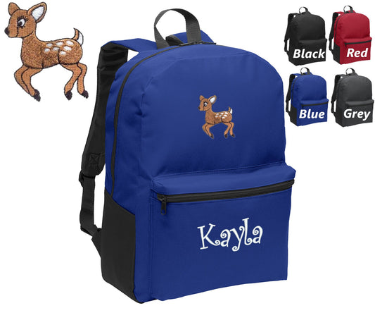 Personalized Kids Backpack Embroidered Deer Monogrammed with Name of Your Choice Perfect Kids School Gift