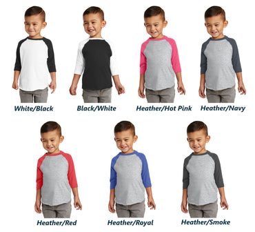 Toddler Baseball Jersey T-Shirt, Raglan 3/4 Sleeves, School Student Gift, Toddler Gift, Birthday Gift, Sports Gift, Baseball Shirt