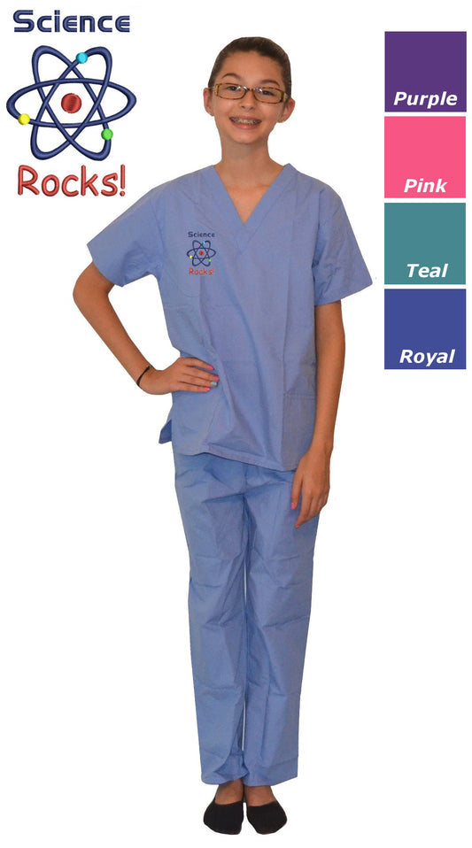 Kids Scrubs with Science Rocks Embroidery Design