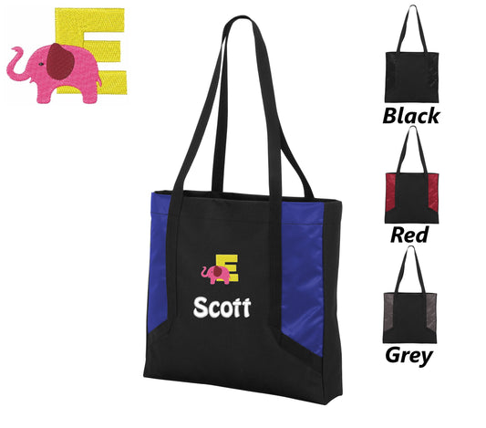 Personalized Tote Bag Elephant, Custom Letter Tote Bag, Diaper Bag, Party Gift, Teacher, Embroidered Name, Cheap Tote