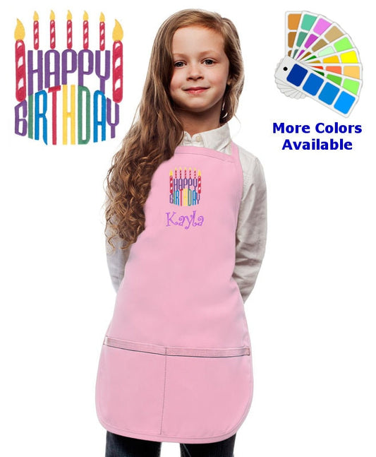 Personalized Kids Birthday Apron with Happy Birthday Embroidery Design, Monogrammed, Art Gift, Chef Gift, Cooking Party, Art Party, School