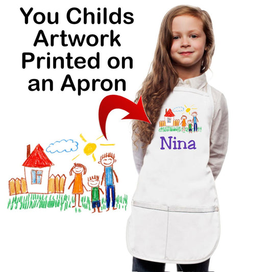 Personalized Kids Apron with Your Childs Artwork, Monogrammed Gift, Chef Gift, Cooking Party, Art Party, School Apron, Printed Apron