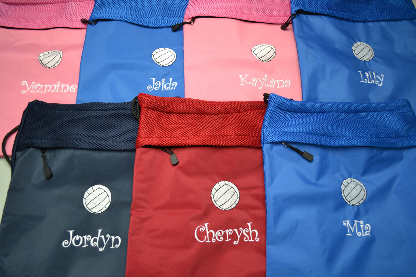 Personalized Volleyball Coach Cinch Pack, Coach Gift, Drawstring Gym PE Pool Backpack, Embroidered Volleyball Monogrammed with Custom Name