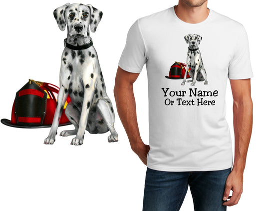 Personalized T-Shirt Firefighter Dalmation Dog Design, Fire Shirt, Custom Shirt Custom Name, Dad Gift, Fireman Gift, Unisex Womens Tee