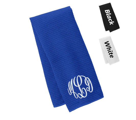 Monogrammed Towel, Gym Towel, Workout Towel, Fitness Towel, Waffle Microfiber, Embroidered with Your Initials, Golf Gift