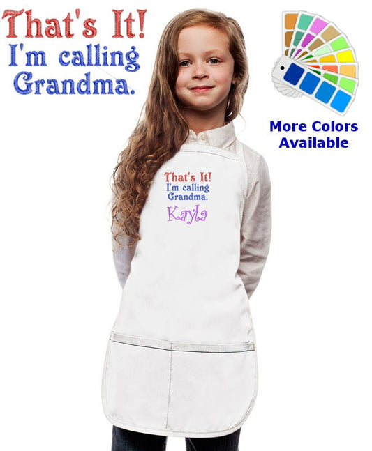 Personalized Kids Apron with I'm Calling Grandma Embroidery Design, Monogrammed Chef, Art Gift, Chef Gift, Cooking Party, Art Party, School