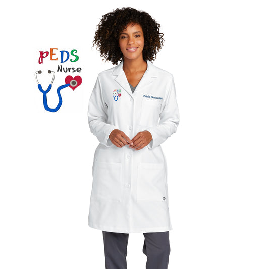 Personalized Nurse Lab Coat with Custom Embroidered Text or Name and Peds Nurse Pediatric Design, Doctor, Nurse, Jacket, Medical Apparel