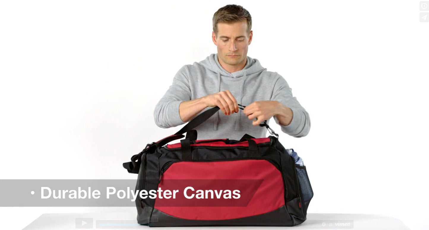Personalized Large Canvas Basketball Duffel Bag, Gym Bag, School PE Bag, Zippered Pockets, Padded Handle, Embroidered Name, Basketball Gift