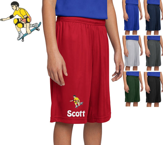 Personalized Kids Skateboard Shorts, Embroidered Monogrammed Name, PE Shorts Uniform, School Shorts, Polyester, Custom Shorts, School Name