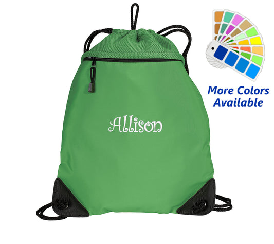 Personalized Cinch Pack, Drawstring Gym School PE, Pool Backpack, Embroidered Monogrammed with Custom Name, Perfect Student Gift