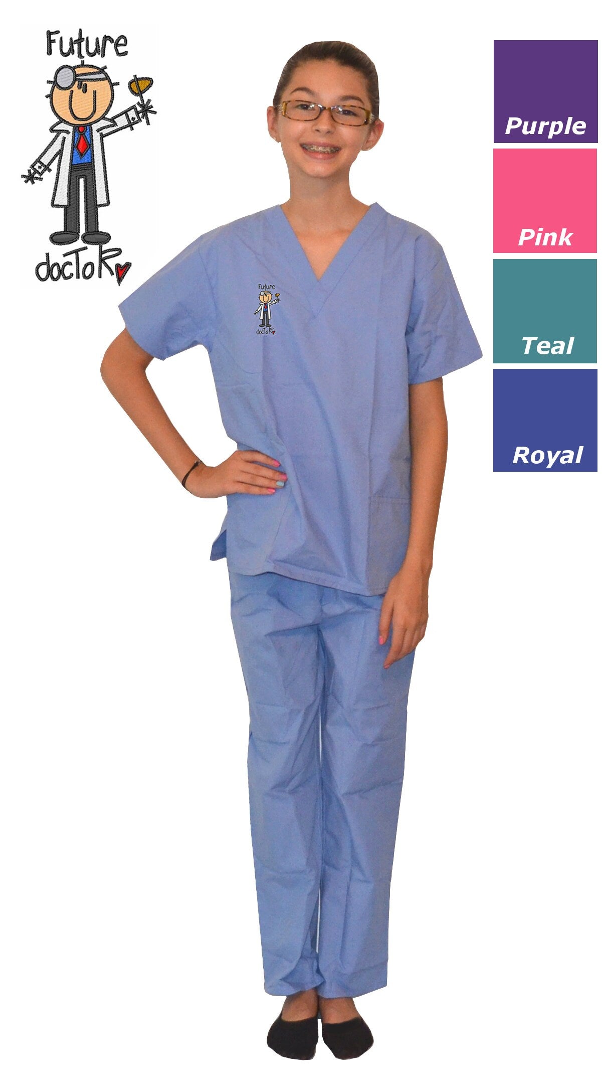 Kids Scrubs with Future Doctor Boy Embroidery Design