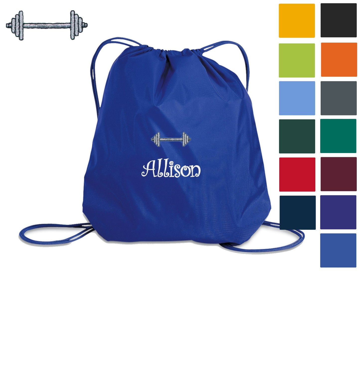 Personalized Kids Weightlifting Cinch Pack, Drawstring Gym School PE Pool Backpack, Embroidered Sports Bag Monogrammed Custom Name Kids Gift