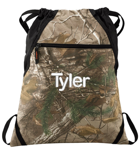 Personalized Kids Camouflage Cinch Pack, Drawstring Gym School PE Pool Backpack, Embroidered Name, Monogrammed Custom Name, Kids Gift