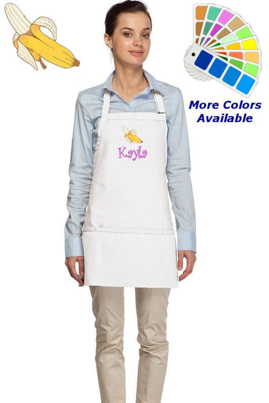 Personalized Apron Embroidered Banana with Your Name Monogram Cooking Gift