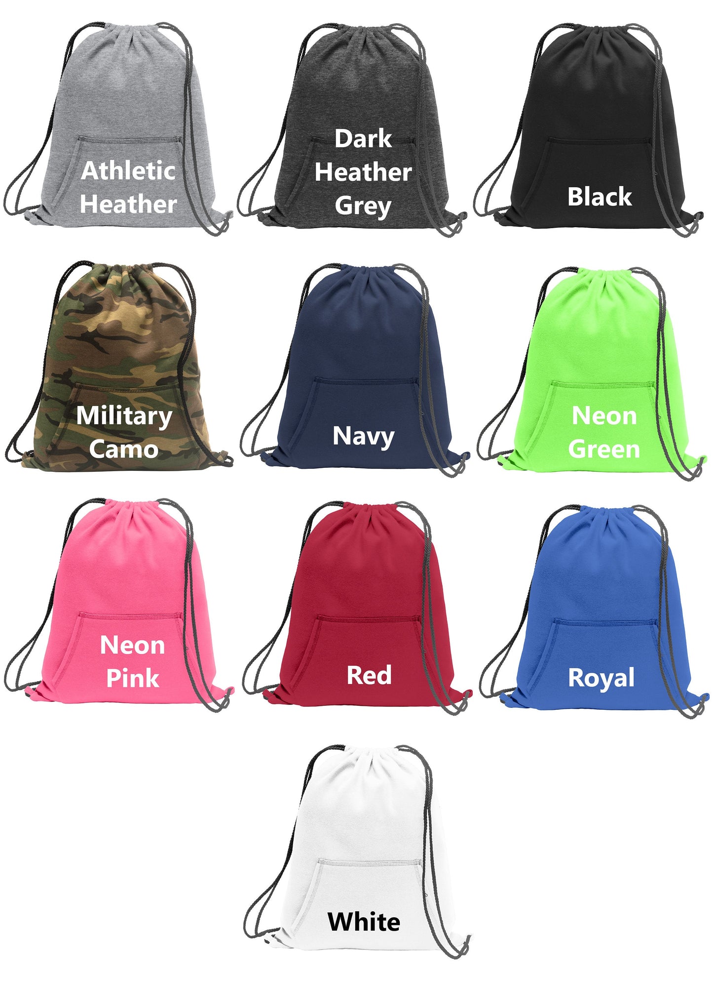 Personalized Cinch Pack, Fleece, Drawstring Gym School PE Pool Backpack, Embroidered Custom Name, Kids School Gift