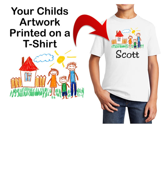 Personalized Kids T-Shirt with Your Childs Artwork, T-Shirt, Colorful, Cotton, Low Price Inexpensive Tee Shirt, Student Gift, School Gift