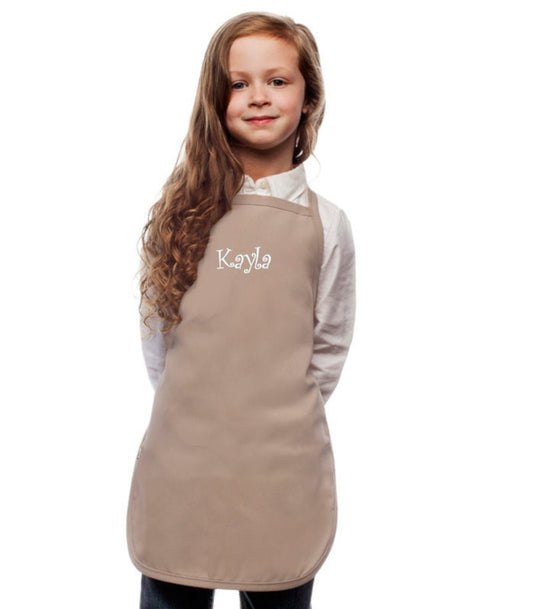 Personalized Khaki Kids Apron, Cooking Kitchen Gift, School Gift, Student Gift, Cooking Party, Art Party, Low Price Apron