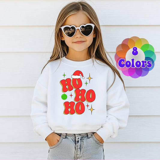 Kids Retro Christmas Sweatshirt, Ho Ho Ho Santa Sweater, Christmas Season Gifts, Christmas Gift Kids, Xmas Sweatshirt, Christmas Kids Gift