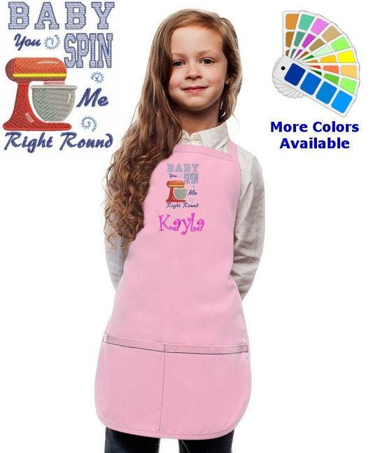 Personalized Kids Apron with Mixer Spin Me Embroidery Design, Kitchen Cook Gift, School Gift, Funny Gift, Monogrammed, Cooking Party