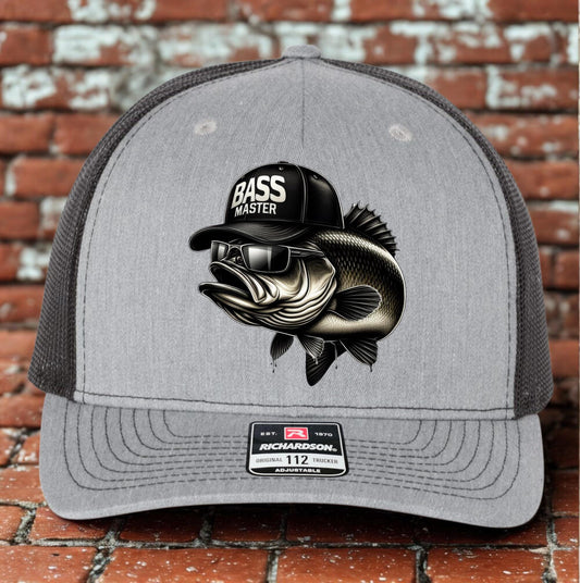 Funny Bass Trucker Hat, Bass Master Fishing Hat Design, Richardson 112, Funny Dad Gift Husband Gift, Sportsman Gift, Printed Hat