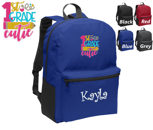Personalized Kids First Grade Backpack Embroidered Cutie Design, Funny Backpack, Monogrammed Name, Perfect Kids School Sports Gift