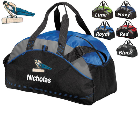 Personalized Kids Gymnastics Duffel Bag Gym Bag School PE Contrast Piping and Stitching Embroidered with Name or Text of Your Choice