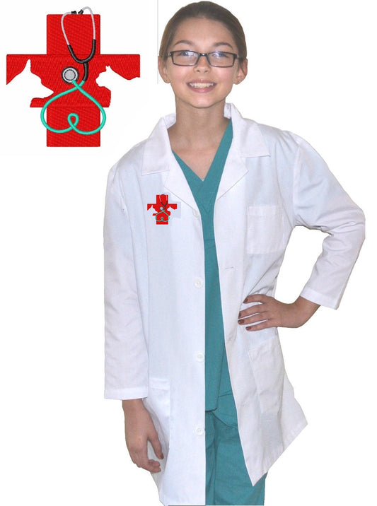 Kids Veterinarian Lab Coat with Cross for little Doctors and Nurses