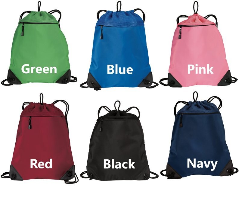 Personalized Cinch Pack, Drawstring Gym School PE, Pool Backpack, Embroidered Collie Dog, Monogrammed Custom Name, Perfect Student Gift