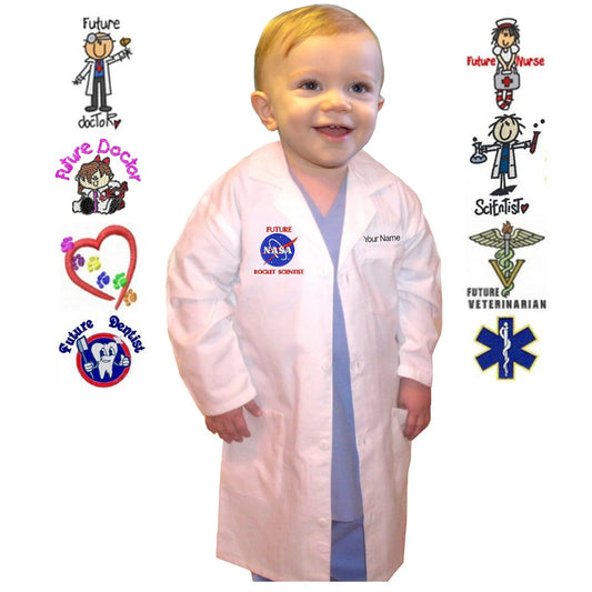 Toddler Lab Coat with Personalized Embroidery and Embroidery Design
