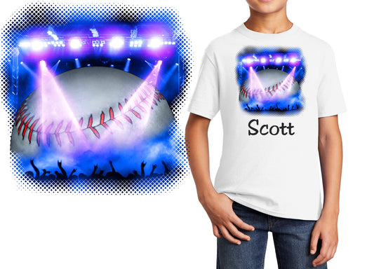 Personalized Kids T-Shirt Baseball Concert Design, T-Shirt, Colorful, Cotton, Low Price Inexpensive Tee Shirt, Student Gift, School Gift