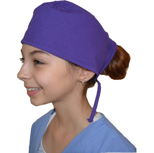 Purple Scrub Cap for Kids, Surgical Caps, Nurse Doctor Hat, Surgeon Cap, Solid Color, Purple, for little Doctors and Nurses
