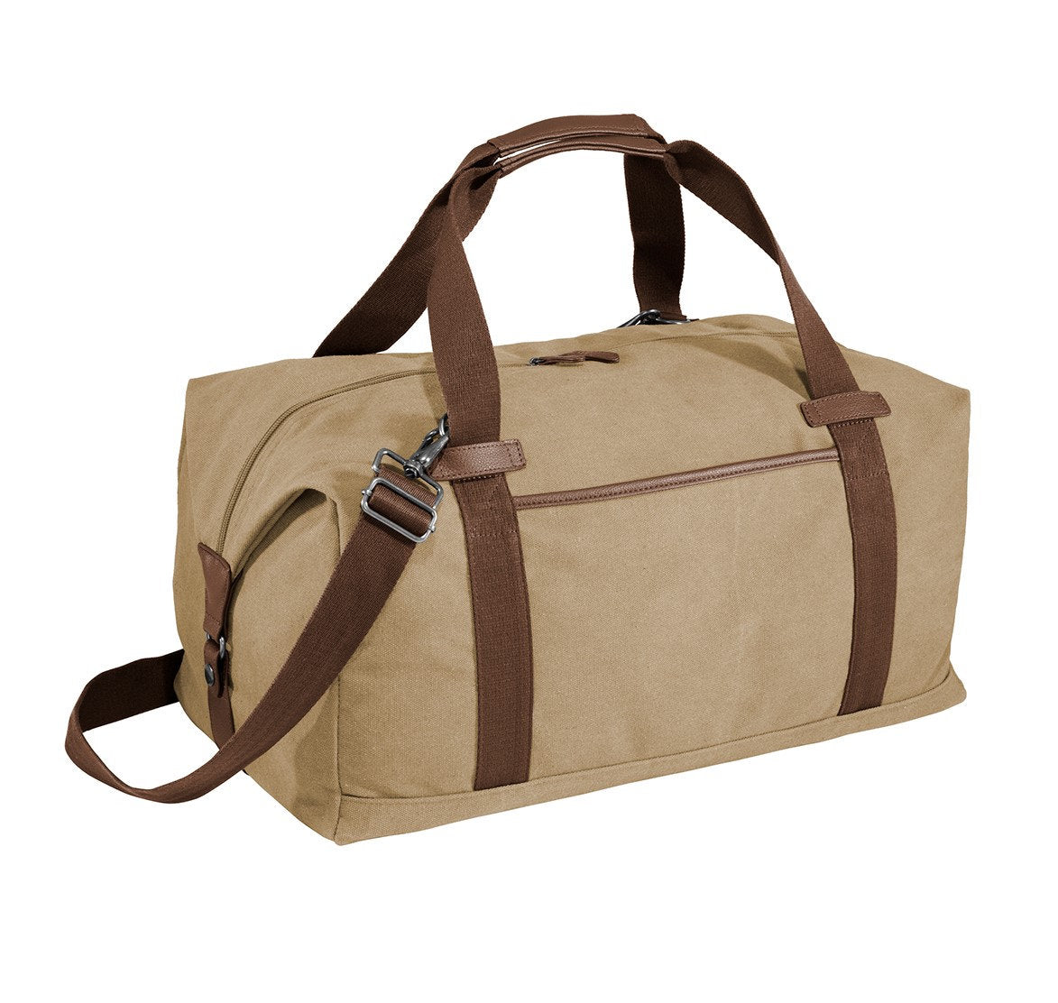 Personalized Khaki Duffel Bag, Gym Bag, Weekend Bag, Groomsmen Gift, School PE, Husband Gift, Embroidered with Name or Text of Your Choice