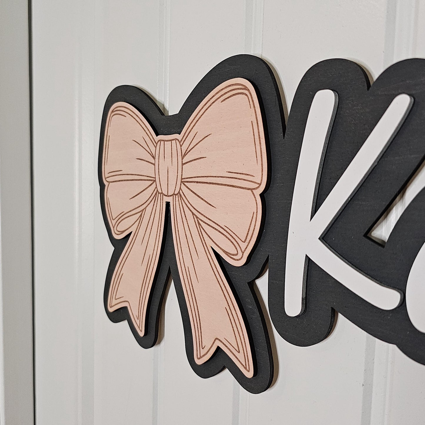 Personalized Kids Door Sign Bow, Childs Door Name Sign, 3D Bedroom Sign, Nursery Wall Name Sign, Kids Bedroom Door Name Sign, Custom Sign