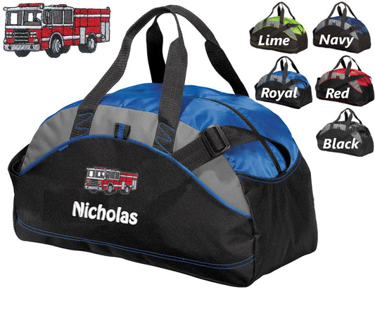 Personalized Diaper Bag for Dad, Athletic Diaper Bag, Embroidered Fire Engine Truck, Bag, Infant Bag, Monogrammed, Shower Gift
