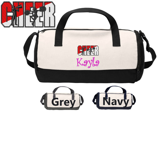 Personalized Cotton Cheerleader Duffel Bag, Cheer Gym School PE Pool Duffle, Embroidered, Monogrammed Custom Name, Kids Gift, School Gift