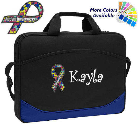 Personalized Computer Laptop Case Autism Awareness Ribbon Embroidery Design and Your Name Perfect Mom Dad Gift