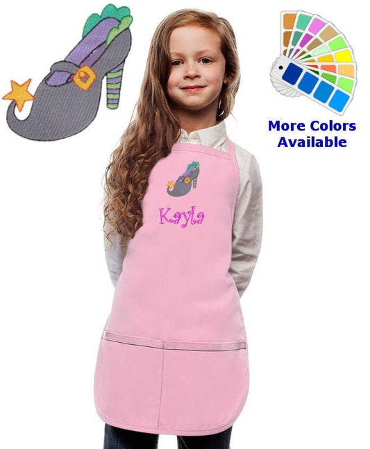Personalized Kids Halloween Apron with Witch Shoe Embroidery Design, Kitchen Cook Gift, School Gift, Funny Gift, Monogrammed, Cooking Party