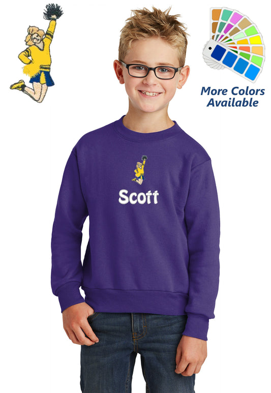 Personalized Kids Cheerleader Sweatshirt Embroidered Name Unisex Girl or Boy Gift with Monogrammed Name Sports Gift Crewneck Sweater