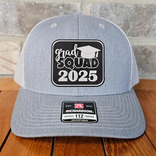 Graduation Leather Patch Trucker Hat, Richardson 112, 2025 Senior Cap, High School, Student Gift, Son Gift, Laser Engraved