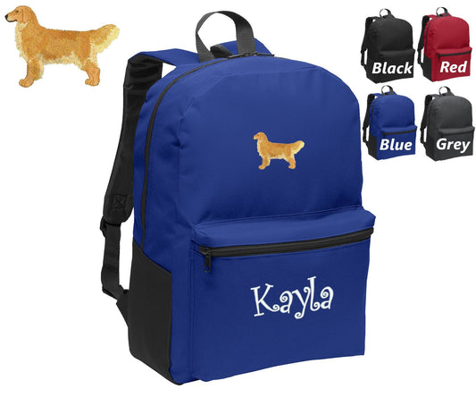 Personalized Kids Backpack Embroidered Golden Retriever Dog Monogrammed with Name of Your Choice Perfect Kids School Gift