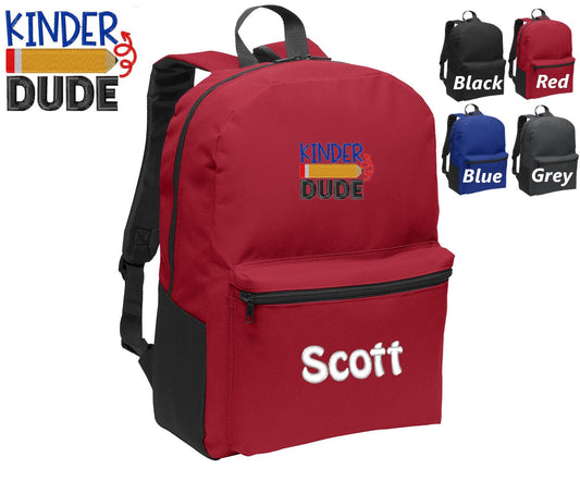 Personalized Kids Kindergarten Backpack Embroidered Dude Design, Funny Backpack, Monogrammed Name, Perfect Kids School Sports Gift