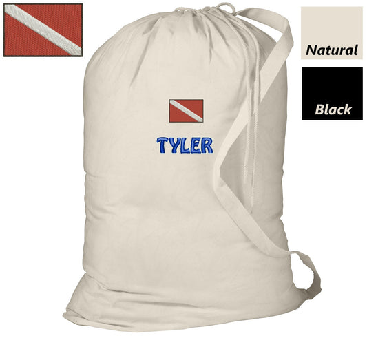 Personalized Dive Flag Laundry Bag, Summer Camp Bag, College Dorm Laundry Bag, School Laundry Bag, Embroidered Monogrammed with Name