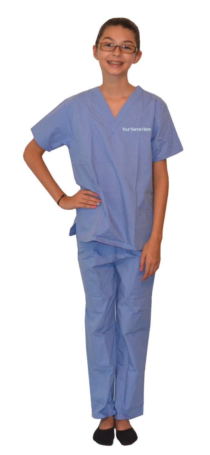 Ceil Blue Kids Scrubs Embroidered Personalized for little Doctors and Nurses
