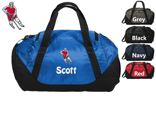 Personalized Sports Team Hockey Duffel Bag, Gym Bag, Weekend Bag, Groomsmen Gift, School PE, Husband Gift, Embroidered with Name